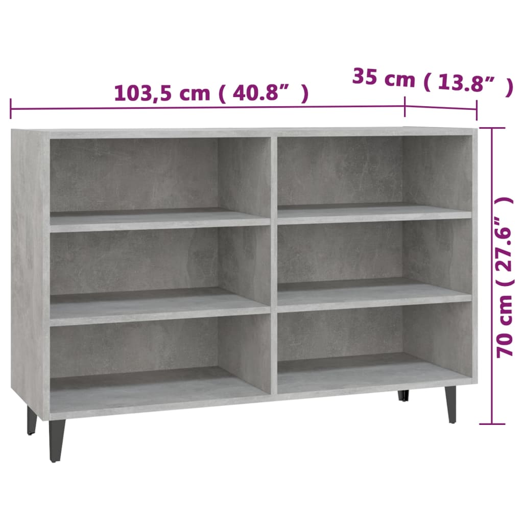 Dressoir 103,5x35x70 cm bewerkt hout betongrijs is nu te koop bij PeponiXL, paradijselijk wonen!