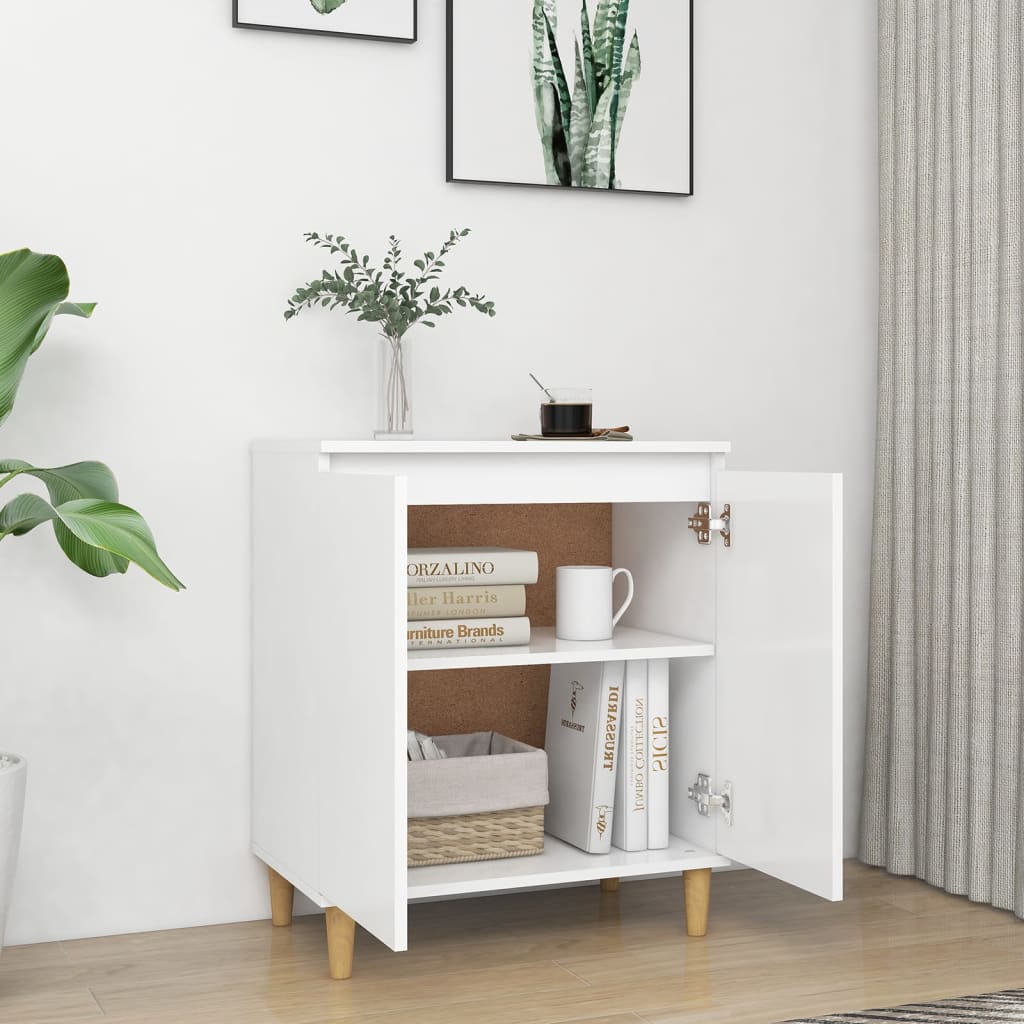 Dressoir met massief houten poten 60x35x70 cm bewerkt hout wit is nu te koop bij PeponiXL, paradijselijk wonen!