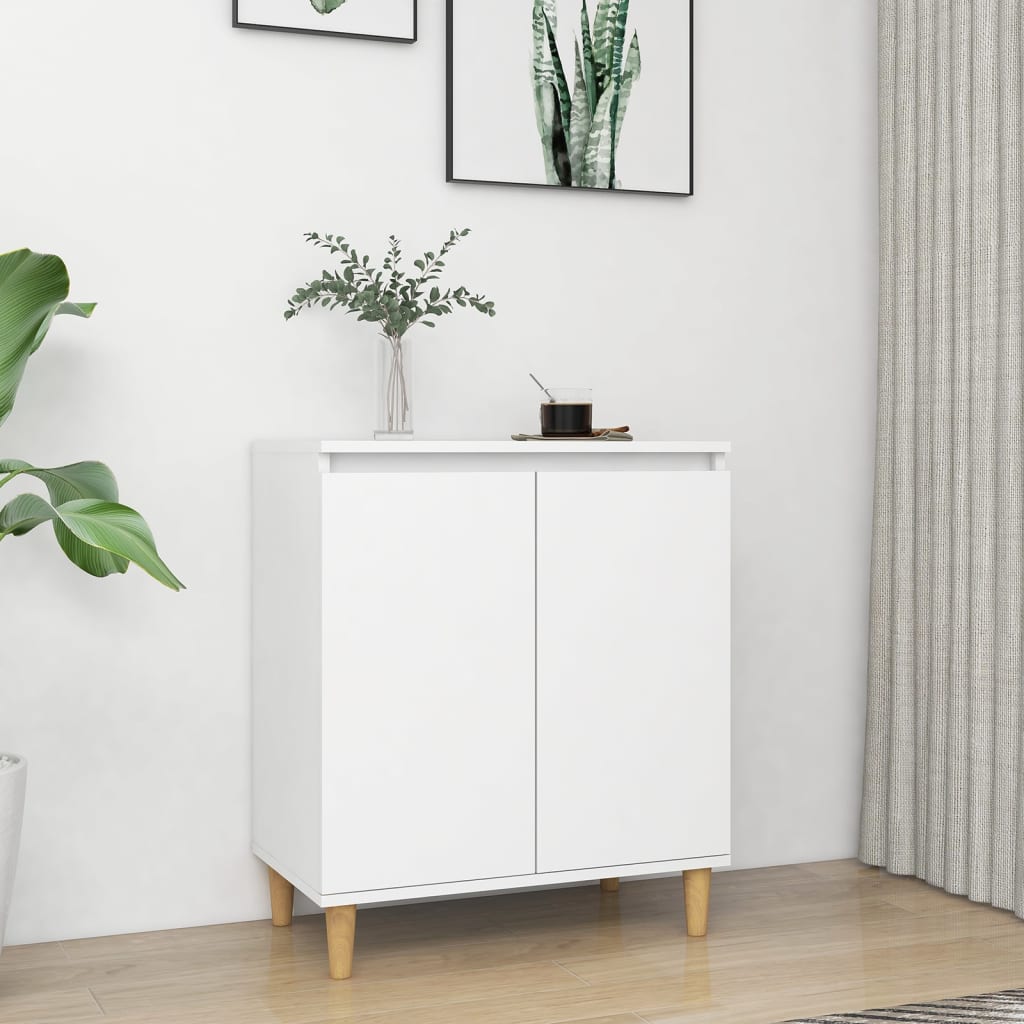 Dressoir met massief houten poten 60x35x70 cm bewerkt hout wit is nu te koop bij PeponiXL, paradijselijk wonen!