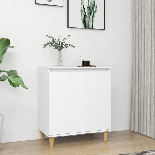 Dressoir met massief houten poten 60x35x70 cm bewerkt hout wit is nu te koop bij PeponiXL, paradijselijk wonen!