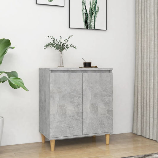 Dressoir met houten poten 60x35x70 cm bewerkt hout betongrijs is nu te koop bij PeponiXL, paradijselijk wonen!