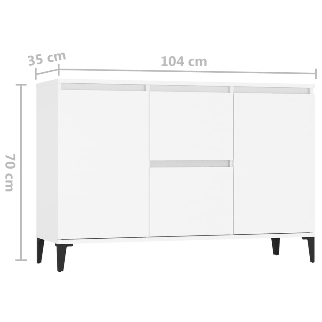 Dressoir 102x35x70 cm bewerkt hout wit is nu te koop bij PeponiXL, paradijselijk wonen!
