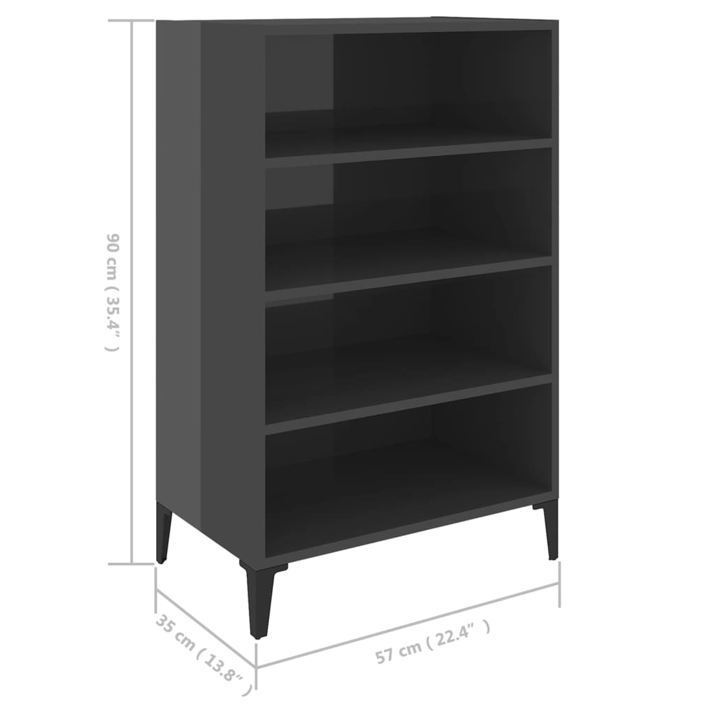 Dressoir 57x35x90 cm bewerkt hout hoogglans grijs is nu te koop bij PeponiXL, paradijselijk wonen!