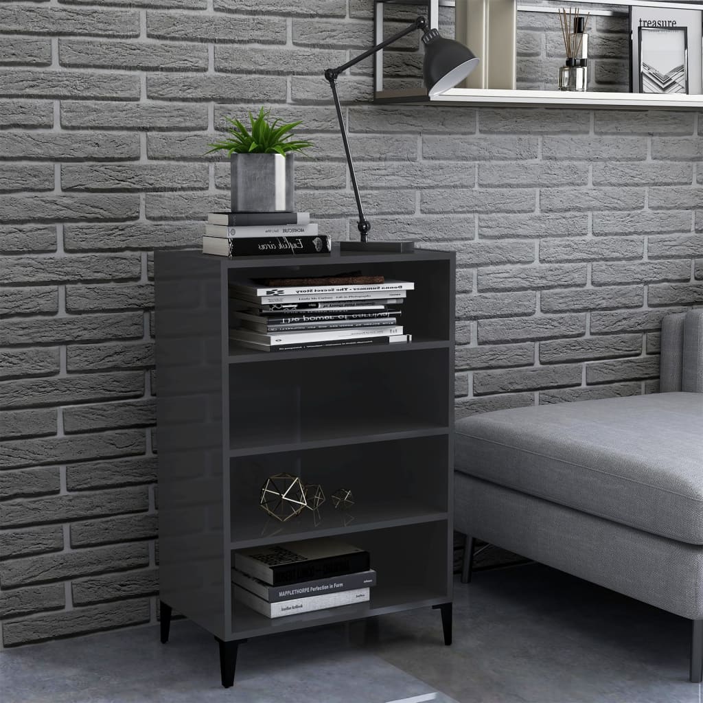 Dressoir 57x35x90 cm bewerkt hout hoogglans grijs is nu te koop bij PeponiXL, paradijselijk wonen!