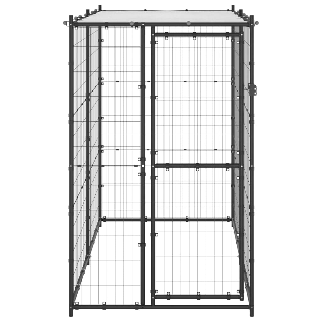 Hondenkennel voor buiten met dak 110x220x180 cm staal is nu te koop bij PeponiXL, paradijselijk wonen!