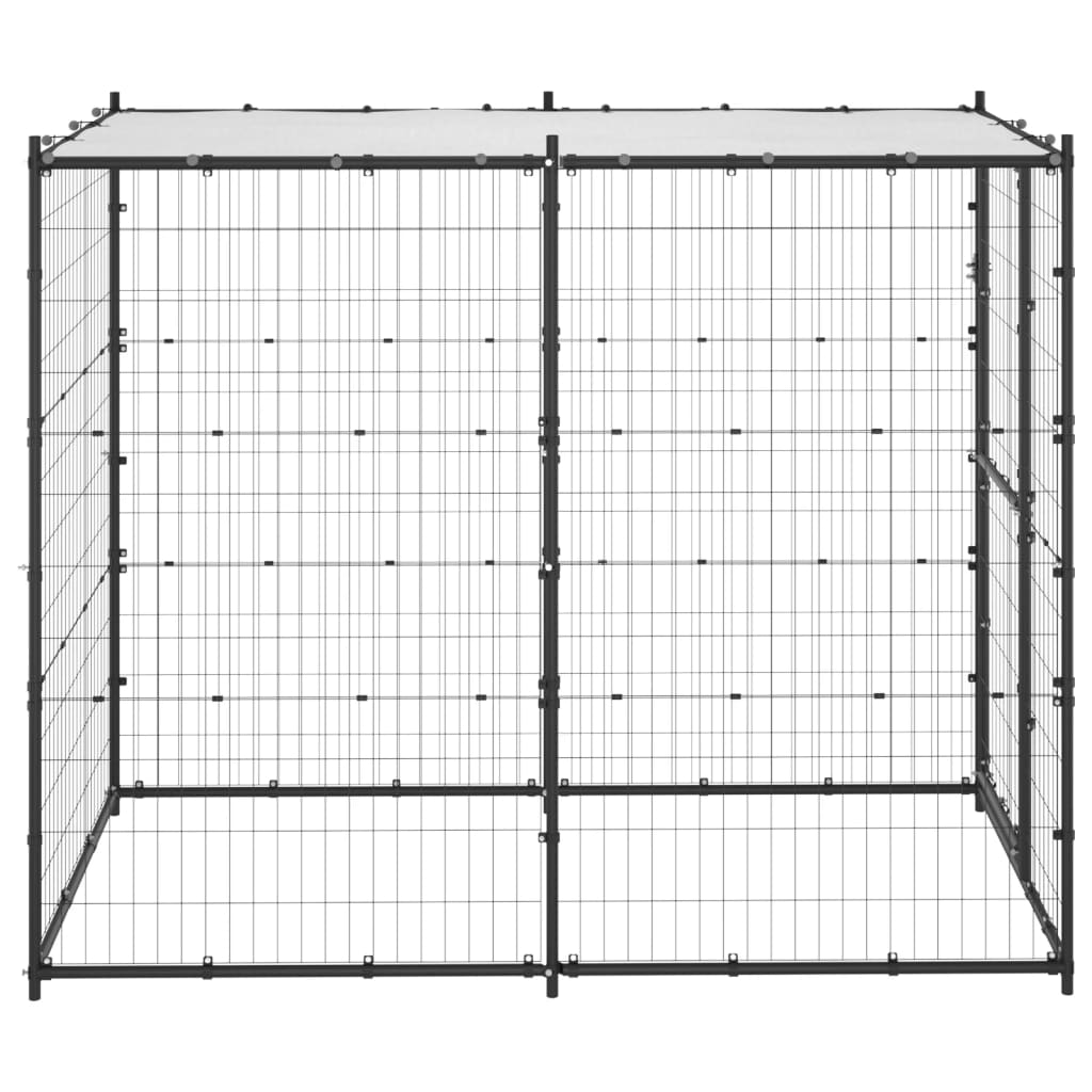 Hondenkennel voor buiten met dak 110x220x180 cm staal is nu te koop bij PeponiXL, paradijselijk wonen!