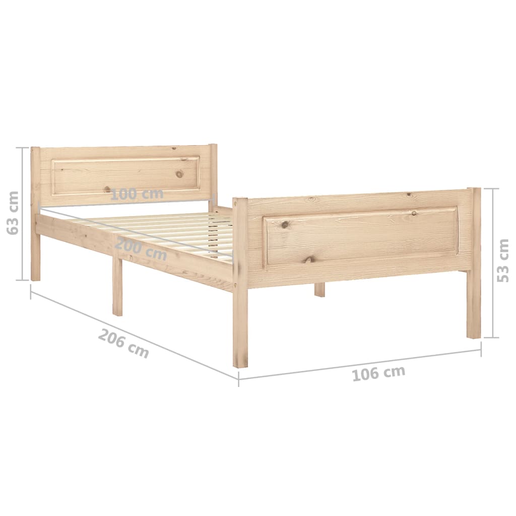 Bedframe massief grenenhout 100x200 cm is nu te koop bij PeponiXL, paradijselijk wonen!