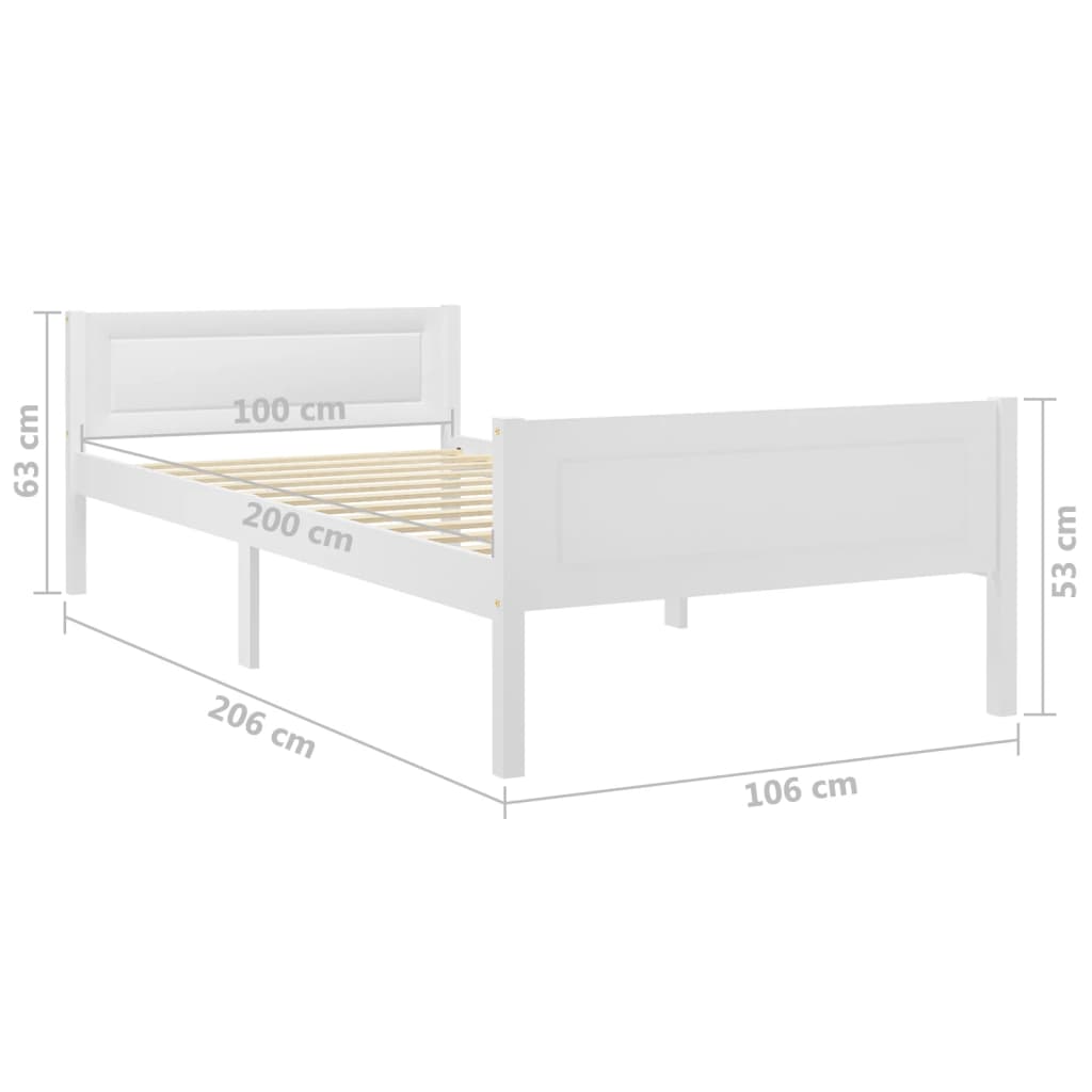Bedframe massief grenenhout wit 100x200 cm is nu te koop bij PeponiXL, paradijselijk wonen!