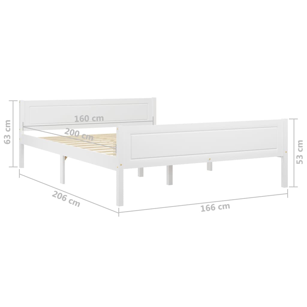 Bedframe massief grenenhout wit 160x200 cm is nu te koop bij PeponiXL, paradijselijk wonen!