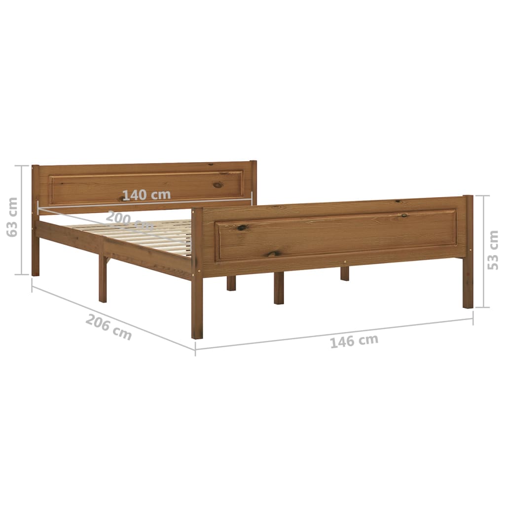 Bedframe massief grenenhout honingbruin 140x200 cm is nu te koop bij PeponiXL, paradijselijk wonen!