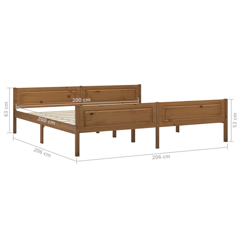 Bedframe massief grenenhout honingbruin 200x200 cm is nu te koop bij PeponiXL, paradijselijk wonen!