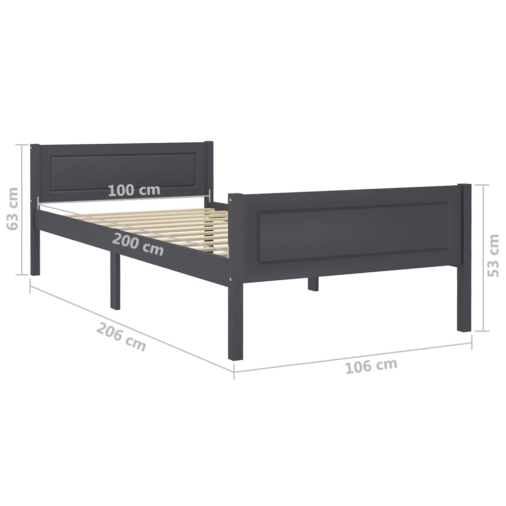 Bedframe massief grenenhout grijs 100x200 cm is nu te koop bij PeponiXL, paradijselijk wonen!