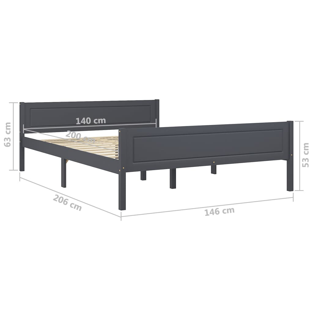 Bedframe massief grenenhout grijs 140x200 cm is nu te koop bij PeponiXL, paradijselijk wonen!