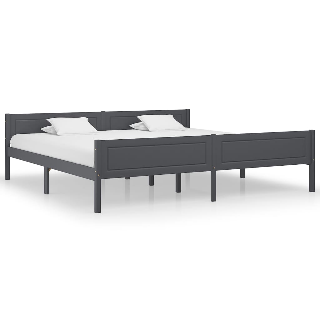 Bedframe massief grenenhout grijs 200x200 cm is nu te koop bij PeponiXL, paradijselijk wonen!
