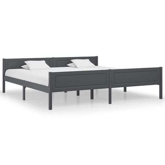 Bedframe massief grenenhout grijs 200x200 cm is nu te koop bij PeponiXL, paradijselijk wonen!