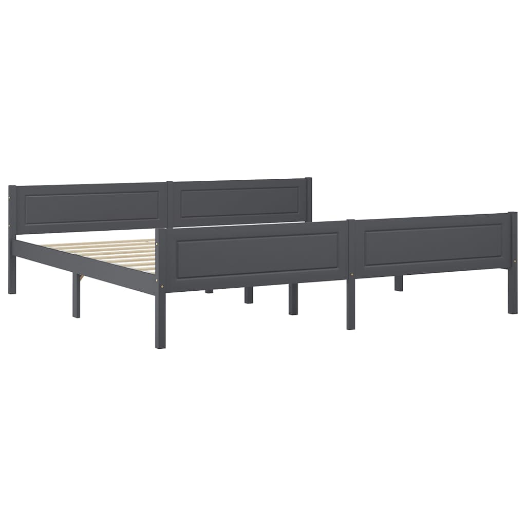 Bedframe massief grenenhout grijs 200x200 cm is nu te koop bij PeponiXL, paradijselijk wonen!