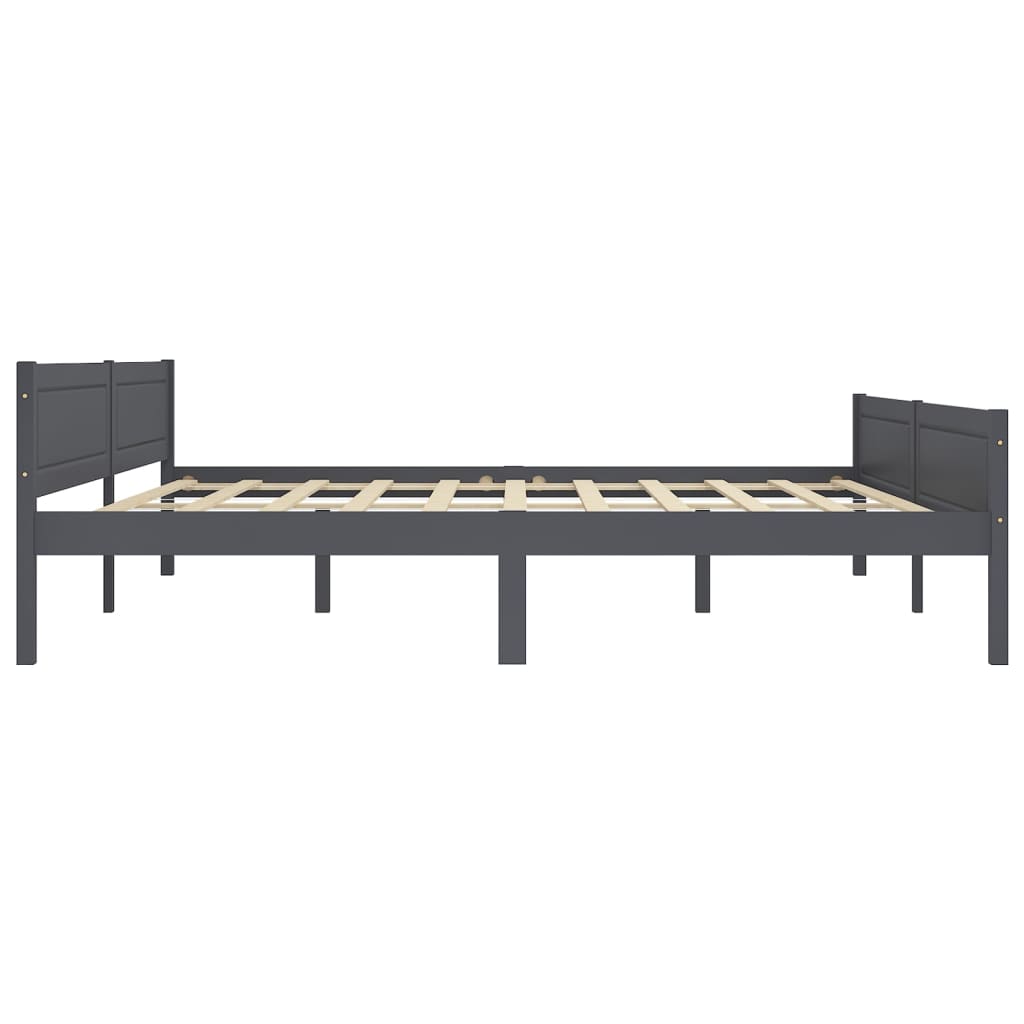 Bedframe massief grenenhout grijs 200x200 cm is nu te koop bij PeponiXL, paradijselijk wonen!