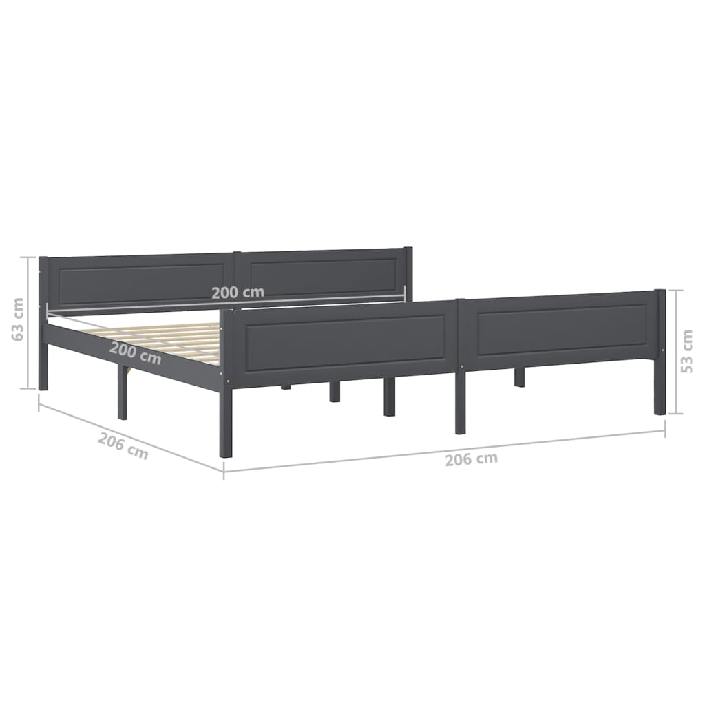 Bedframe massief grenenhout grijs 200x200 cm is nu te koop bij PeponiXL, paradijselijk wonen!