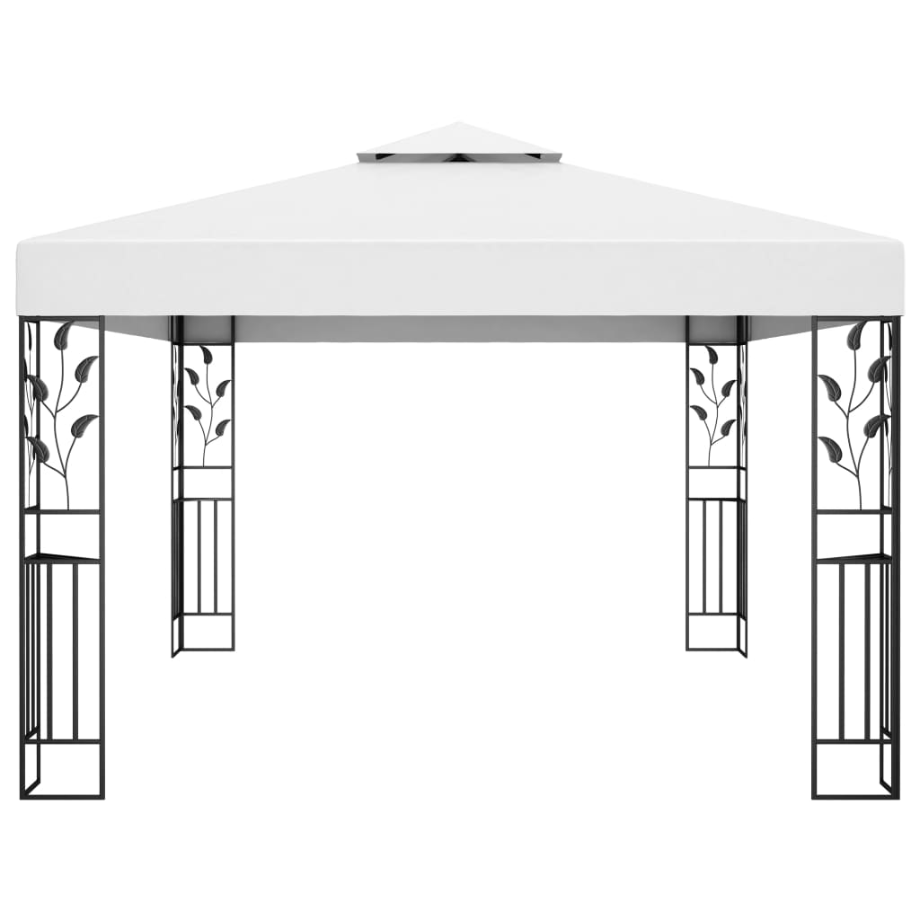 Prieel met dubbel dak en LED-lichtslinger 3x4 m wit is nu te koop bij PeponiXL, paradijselijk wonen!