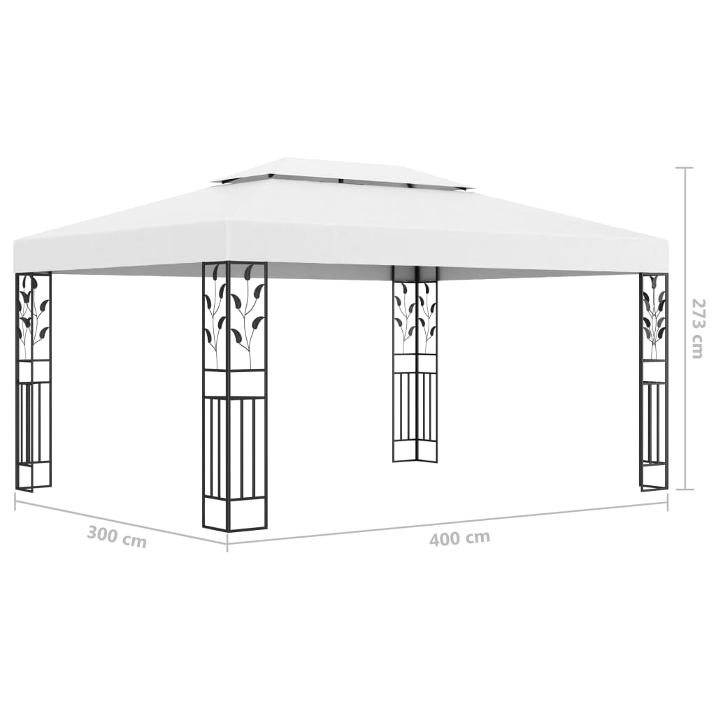 Prieel met dubbel dak en LED-lichtslinger 3x4 m wit is nu te koop bij PeponiXL, paradijselijk wonen!