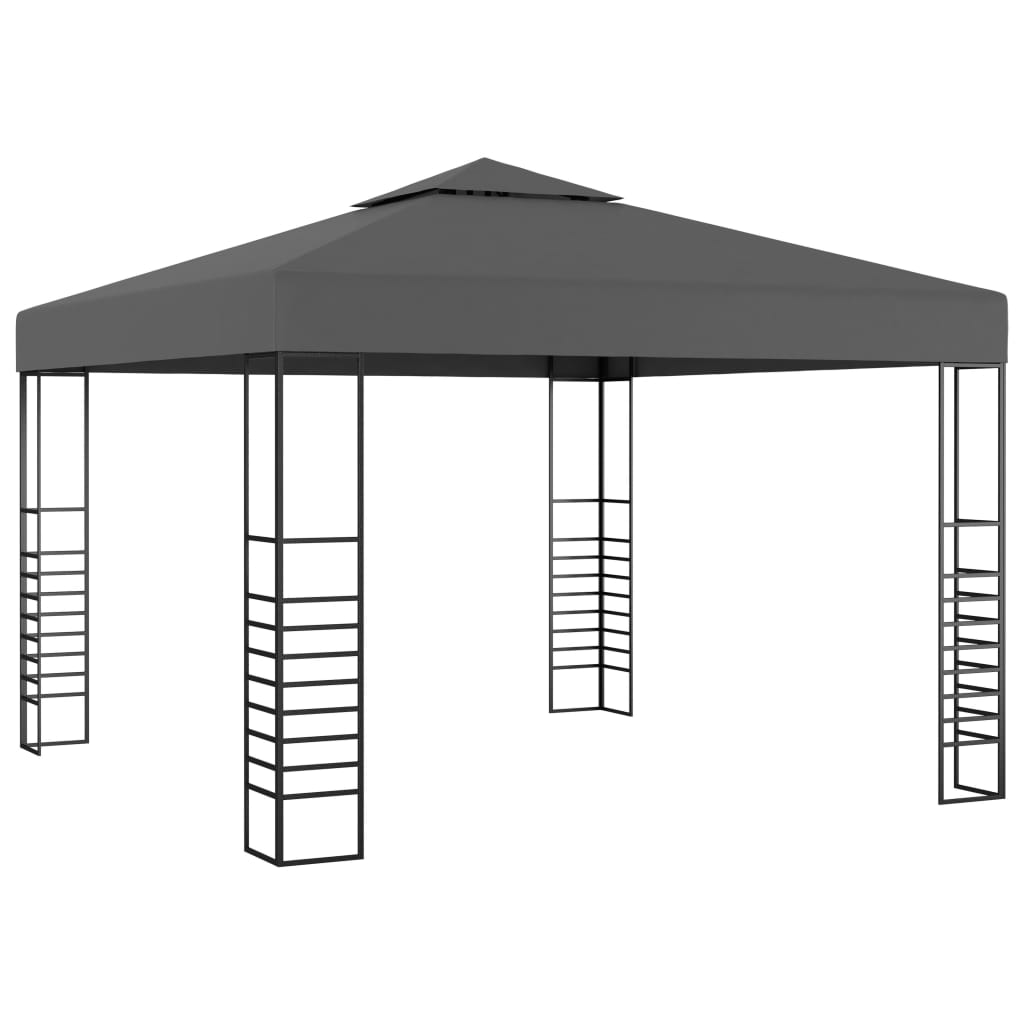 Tuinpaviljoen met LED-lichtslinger 3x3 m antracietkleurig is nu te koop bij PeponiXL, paradijselijk wonen!