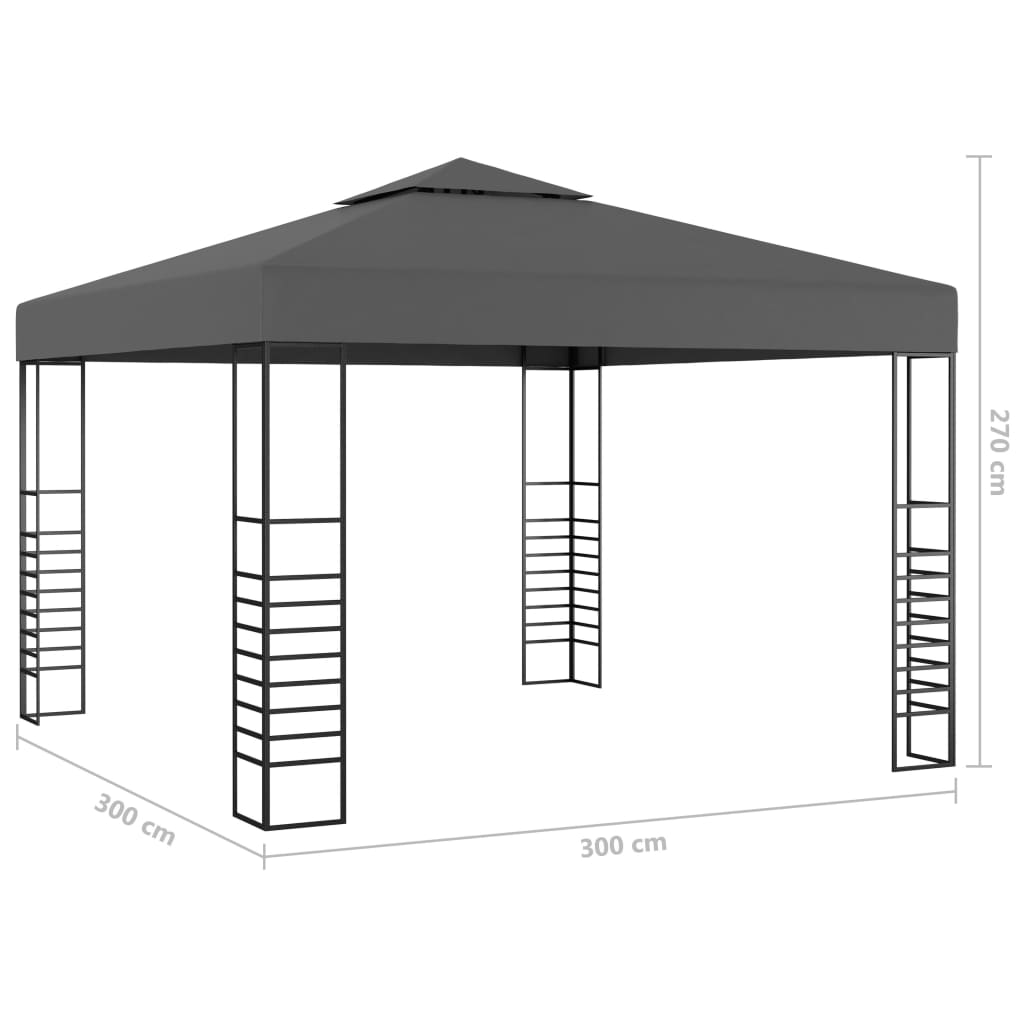 Tuinpaviljoen met LED-lichtslinger 3x3 m antracietkleurig is nu te koop bij PeponiXL, paradijselijk wonen!