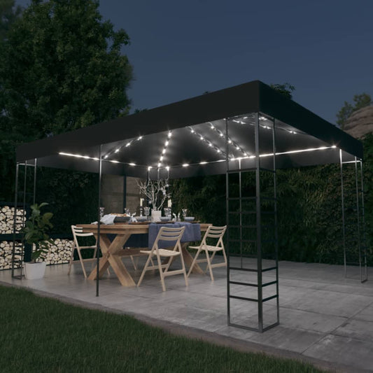 Prieel met LED-lichtslinger 3x4 m antracietkleurig is nu te koop bij PeponiXL, paradijselijk wonen!