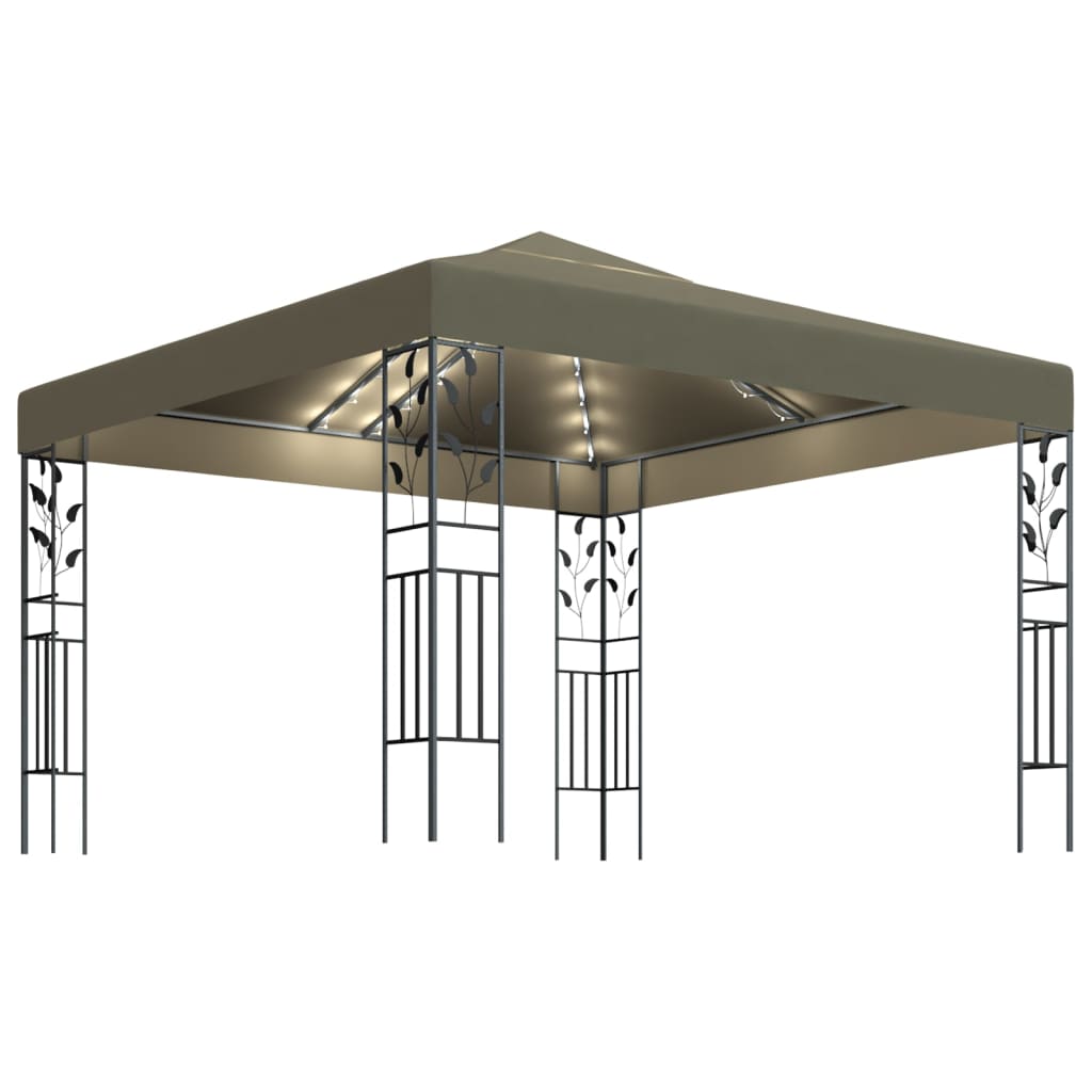 Prieel met LED-lichtslinger 3x3 m taupe is nu te koop bij PeponiXL, paradijselijk wonen!