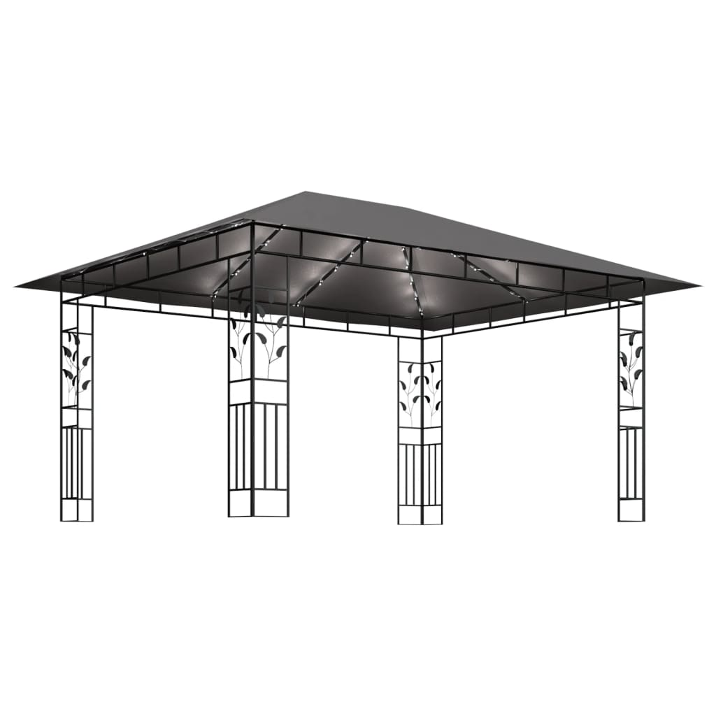 Prieel met klamboe LED-lichtslinger 4x3x2,73 m antracietkleurig is nu te koop bij PeponiXL, paradijselijk wonen!