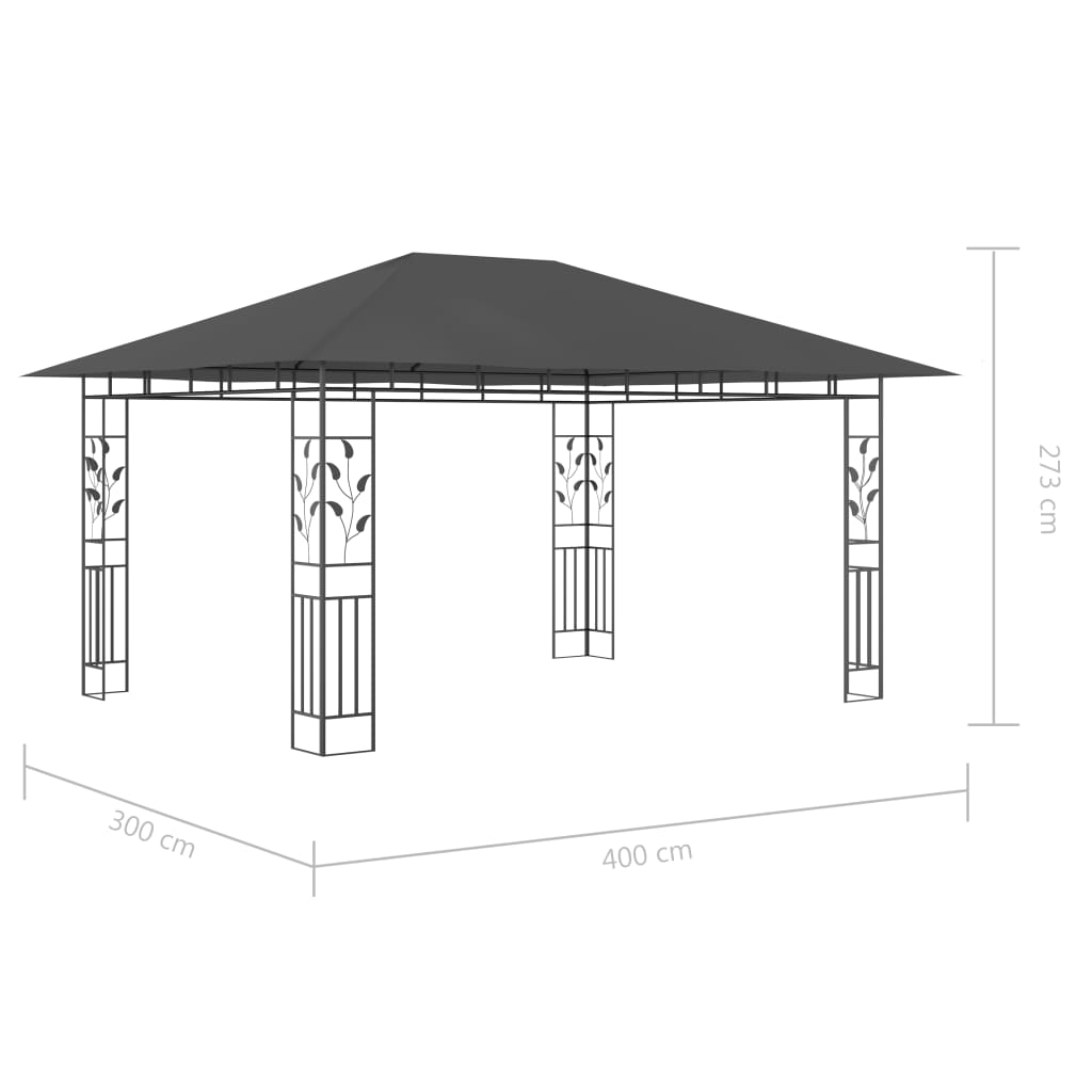 Prieel met klamboe LED-lichtslinger 4x3x2,73 m antracietkleurig is nu te koop bij PeponiXL, paradijselijk wonen!