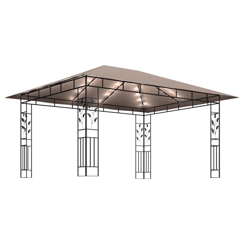 Prieel met klamboe LED-lichtslinger 180 g/m² 4x3x2,73 m taupe is nu te koop bij PeponiXL, paradijselijk wonen!