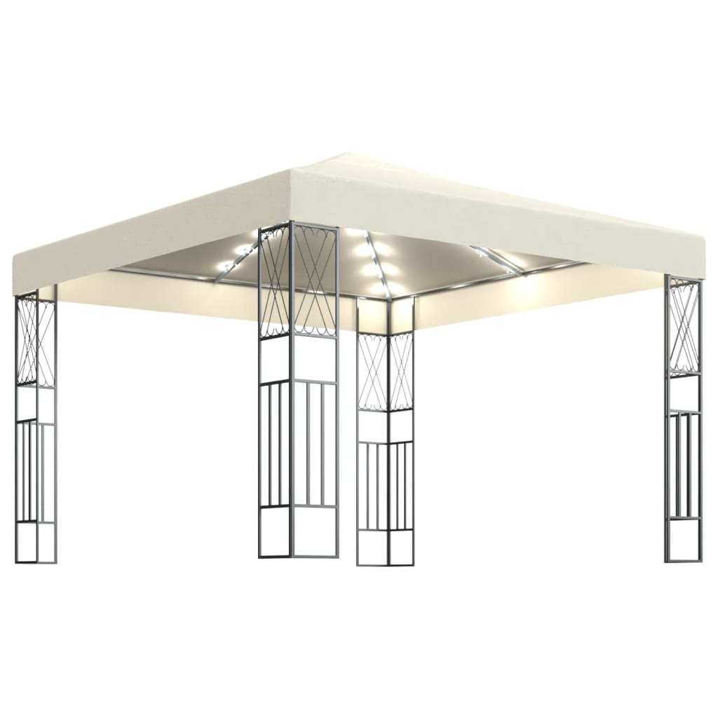 Prieel met LED-lichtslinger 3x3 m stof crèmekleurig is nu te koop bij PeponiXL, paradijselijk wonen!