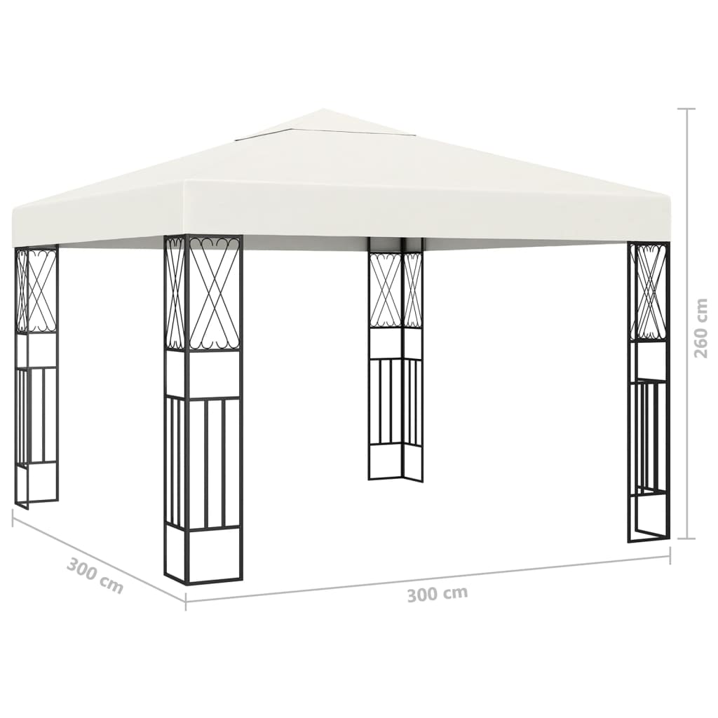 Prieel met LED-lichtslinger 3x3 m stof crèmekleurig is nu te koop bij PeponiXL, paradijselijk wonen!