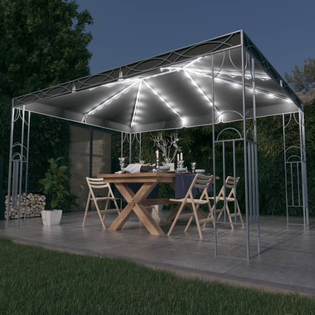 Prieel met LED-lichtslinger 400x300 cm antracietkleurig is nu te koop bij PeponiXL, paradijselijk wonen!