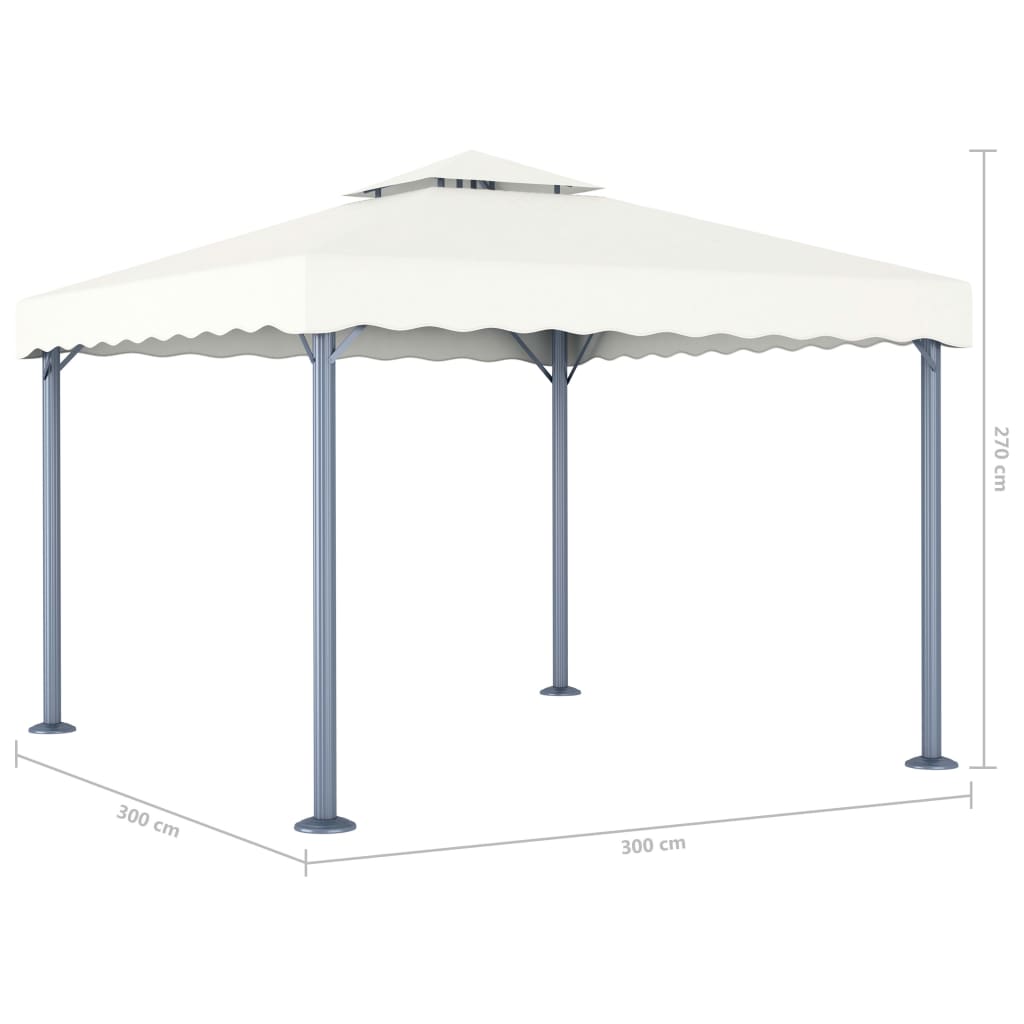 Prieel met LED-lichtslinger 300x300 cm aluminium crèmekleurig is nu te koop bij PeponiXL, paradijselijk wonen!