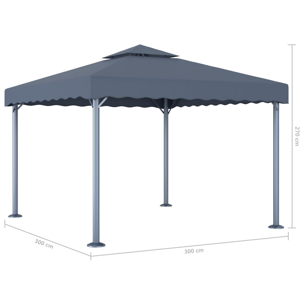 Prieel met LED-lichtslinger 300x300 cm aluminium antracietkleur is nu te koop bij PeponiXL, paradijselijk wonen!