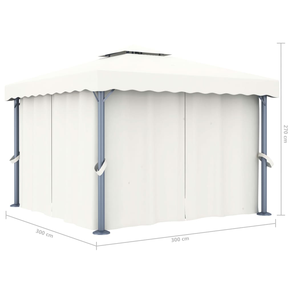 Prieel met gordijn en LED-lichtslinger 3x3 m crèmewit is nu te koop bij PeponiXL, paradijselijk wonen!