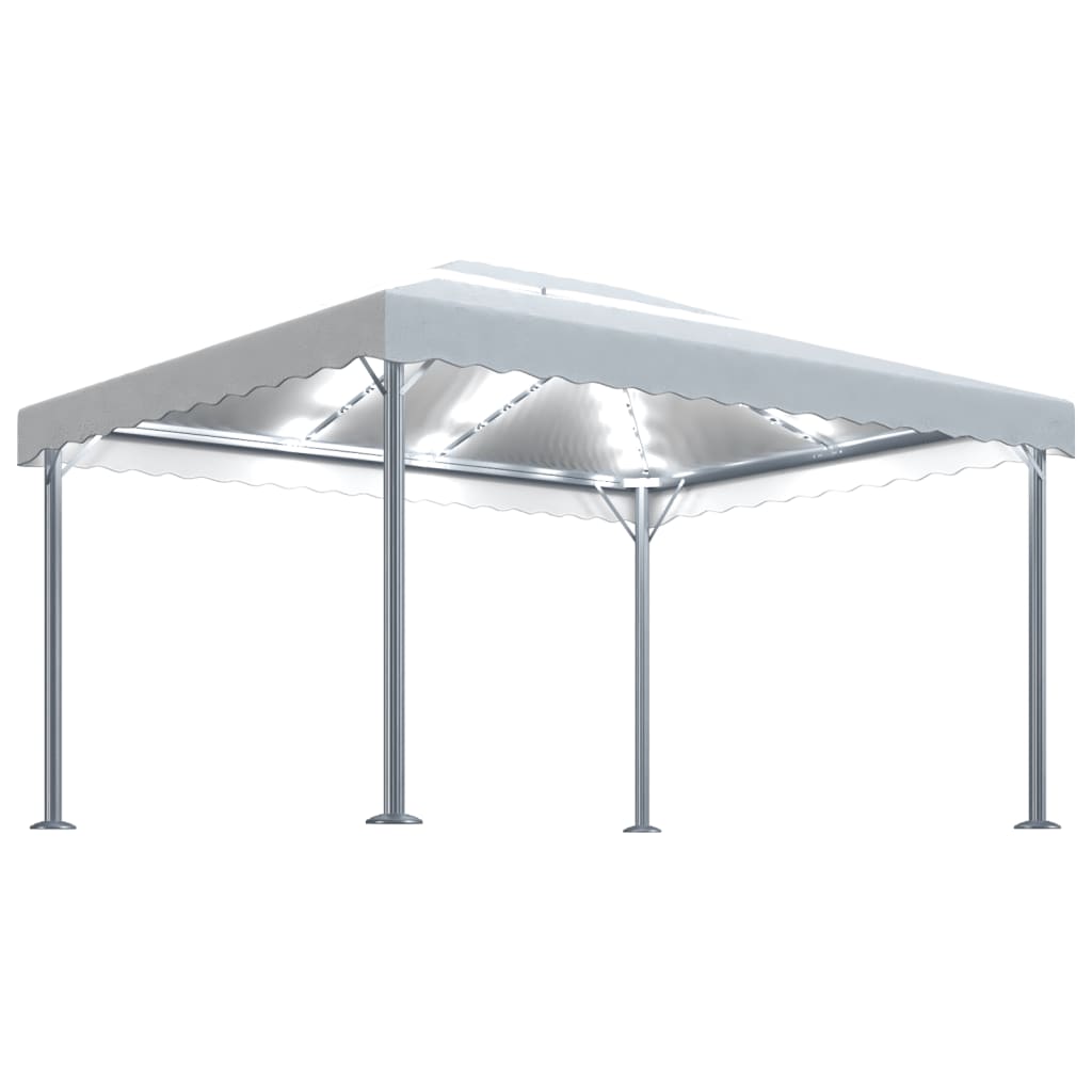 Prieel met LED-lichtslinger 400x300 cm aluminium crèmekleurig is nu te koop bij PeponiXL, paradijselijk wonen!