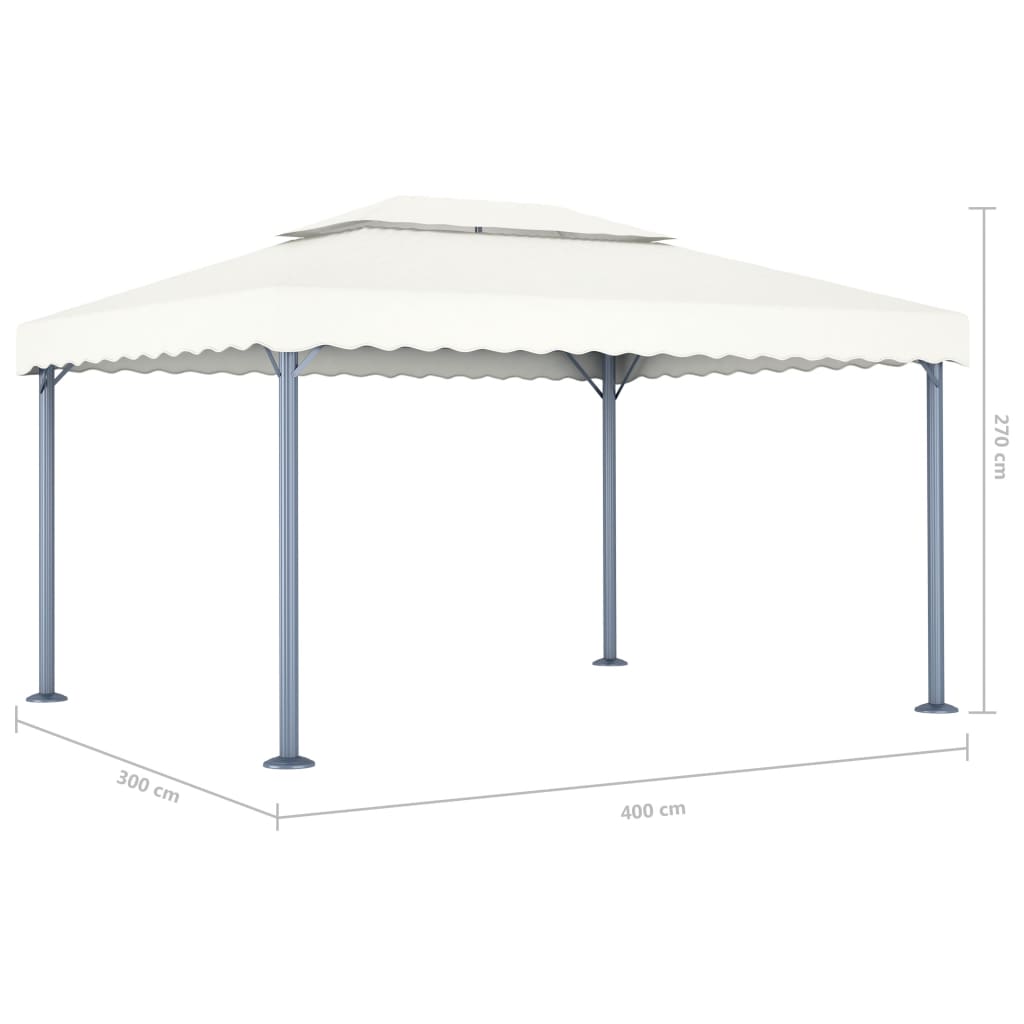 Prieel met LED-lichtslinger 400x300 cm aluminium crèmekleurig is nu te koop bij PeponiXL, paradijselijk wonen!