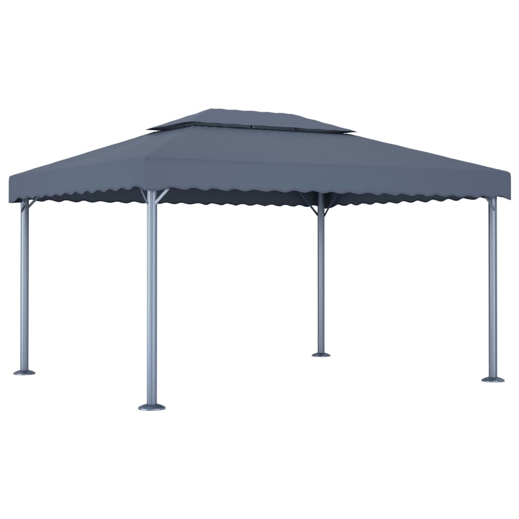 Prieel met LED-lichtslinger 400x300 cm aluminium antracietkleur is nu te koop bij PeponiXL, paradijselijk wonen!