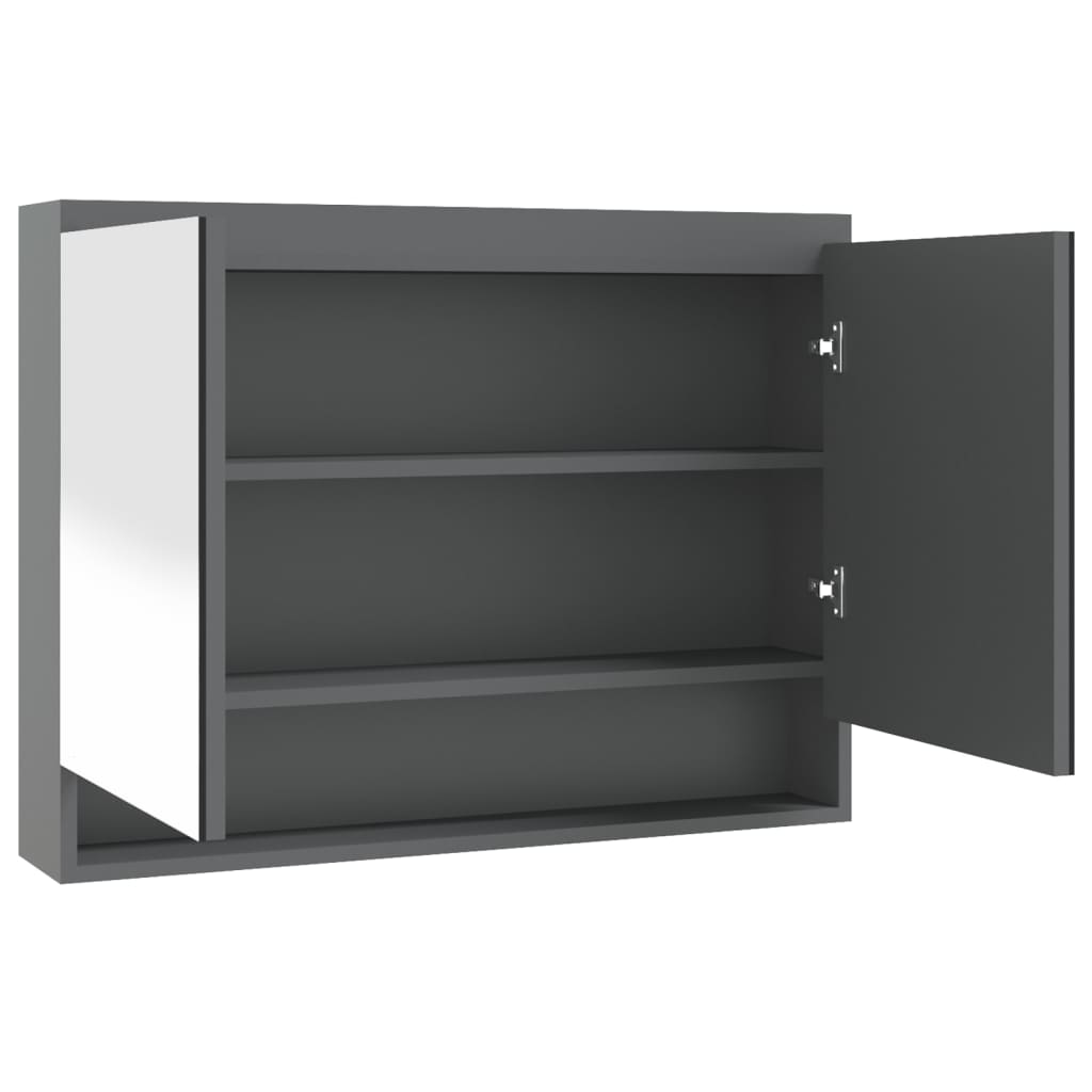 Badkamerkast met spiegel 80x15x60 cm MDF grijs is nu te koop bij PeponiXL, paradijselijk wonen!