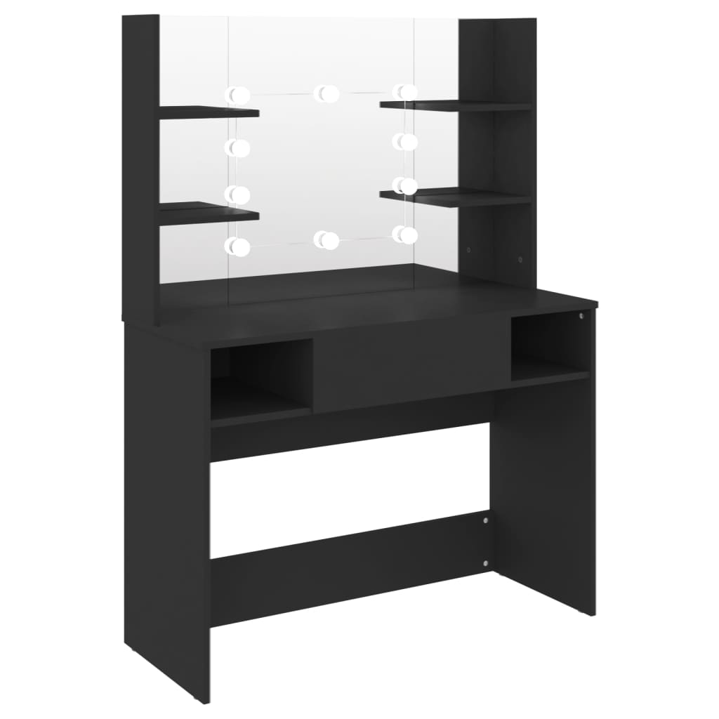 Kaptafel met LED-verlichting 100x40x135 cm MDF zwart is nu te koop bij PeponiXL, paradijselijk wonen!