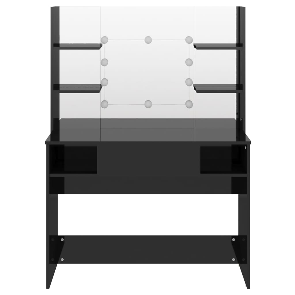 Kaptafel met LED-verlichting 100x40x135 cm MDF glanzend zwart is nu te koop bij PeponiXL, paradijselijk wonen!