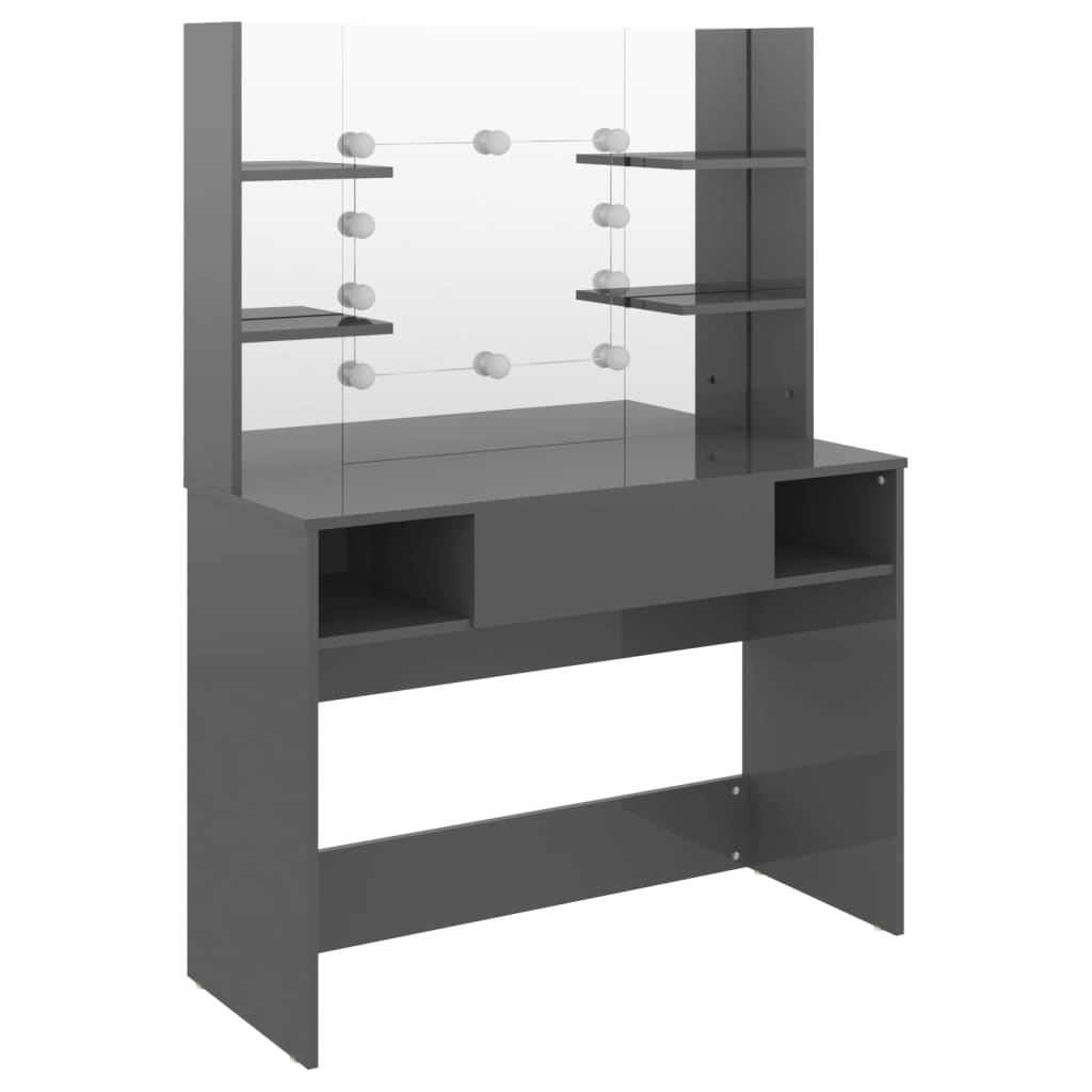 Kaptafel met LED-verlichting 100x40x135 cm MDF glanzend grijs is nu te koop bij PeponiXL, paradijselijk wonen!