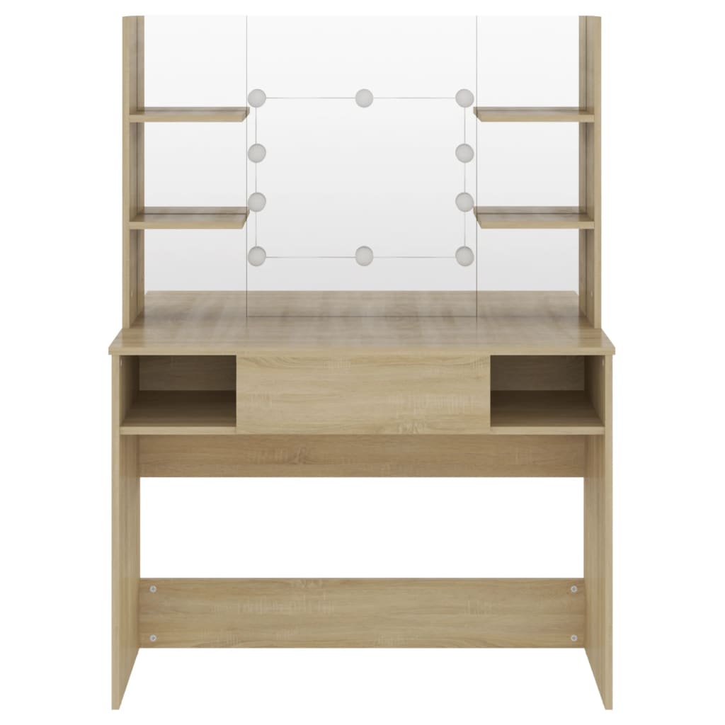 Kaptafel met LED-verlichting 100x40x135 cm MDF eikenkleurig is nu te koop bij PeponiXL, paradijselijk wonen!