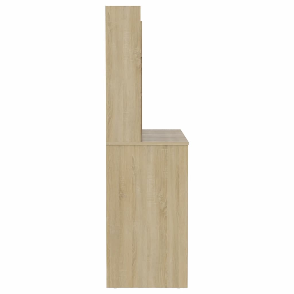 Kaptafel met LED-verlichting 100x40x135 cm MDF eikenkleurig is nu te koop bij PeponiXL, paradijselijk wonen!