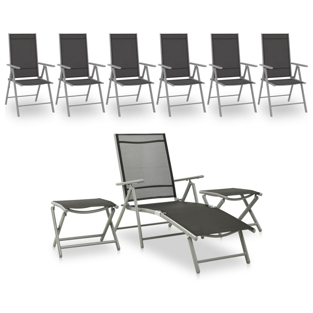 9-delige Loungeset zwart en zilverkleurig is nu te koop bij PeponiXL, paradijselijk wonen!