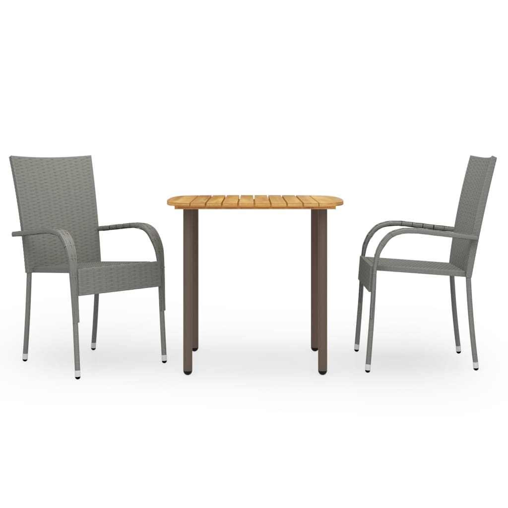 3-delige Tuinset poly rattan grijs is nu te koop bij PeponiXL, paradijselijk wonen!