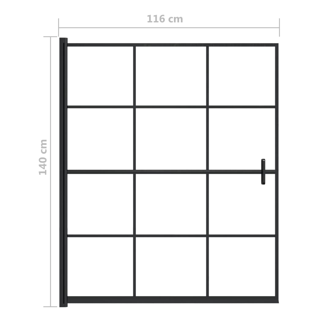 Douchewand 116x140 cm ESG zwart is nu te koop bij PeponiXL, paradijselijk wonen!