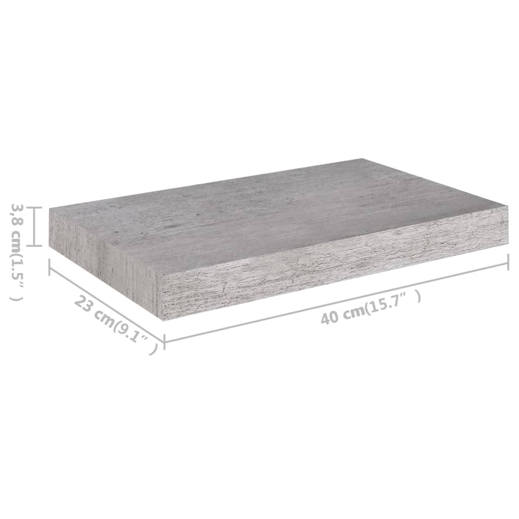 Wandschappen 2 st zwevend 40x23x3,8 cm MDF betongrijs is nu te koop bij PeponiXL, paradijselijk wonen!